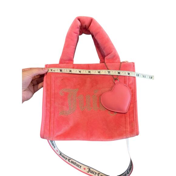 Juicy Couture Pink Velour Tote Crossbody Logo Bag Y2K - Picture 16 of 16